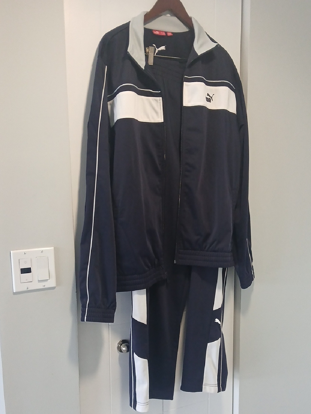 Puma Navy and White Athletic Track Jacket & Pants Set